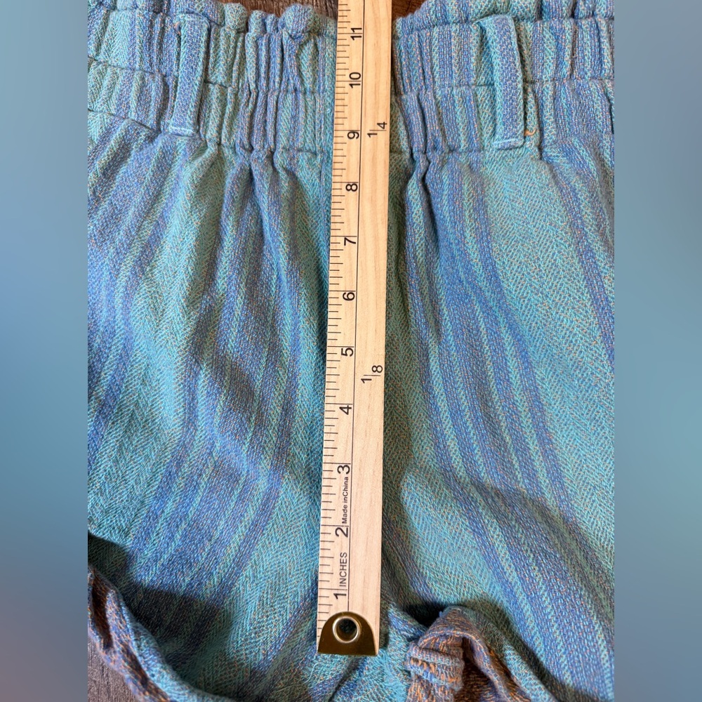 Free People Solar Flare Baja Stripe Cuff Shorts In Ocean Blue Sz L - Picture 7 of 11